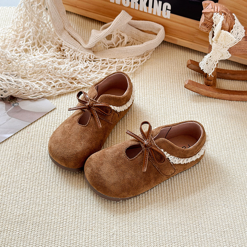 Picture of Girls' leather shoes new autumn children's Birkenstock soft soles sweet princess shoes bow baby shoes