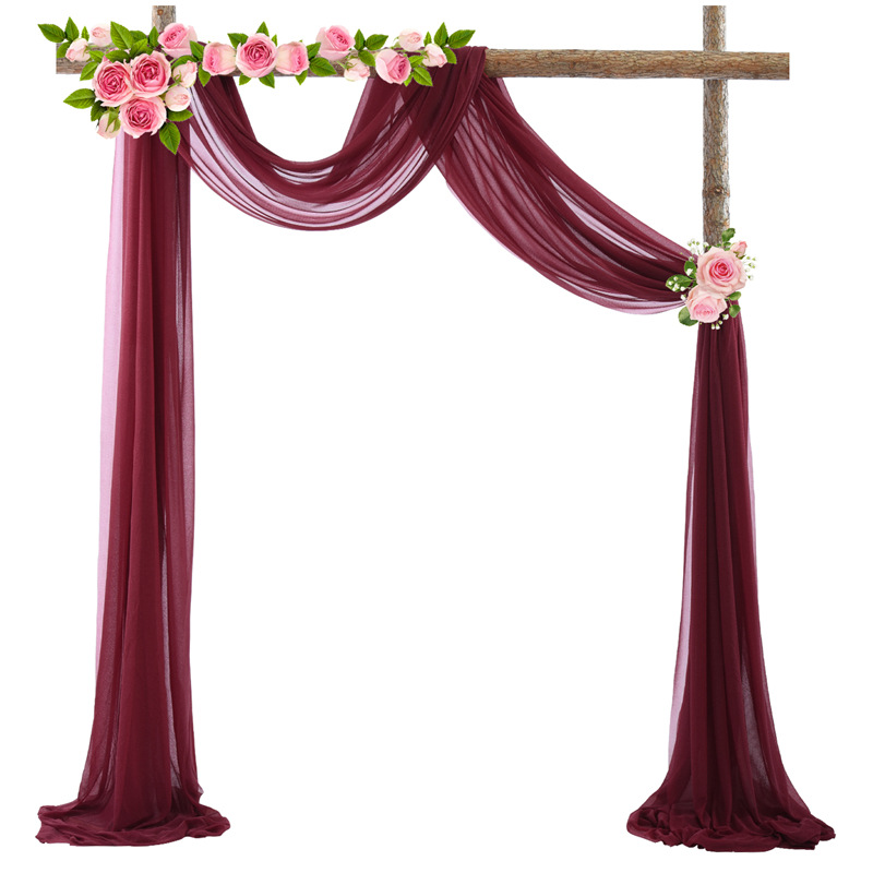 Picture of Cross-Border Popular Wedding Forest Lawn Outdoor Arch Decoration Wedding Arrangement Curtain Pearl Chiffon Gauze Curtain