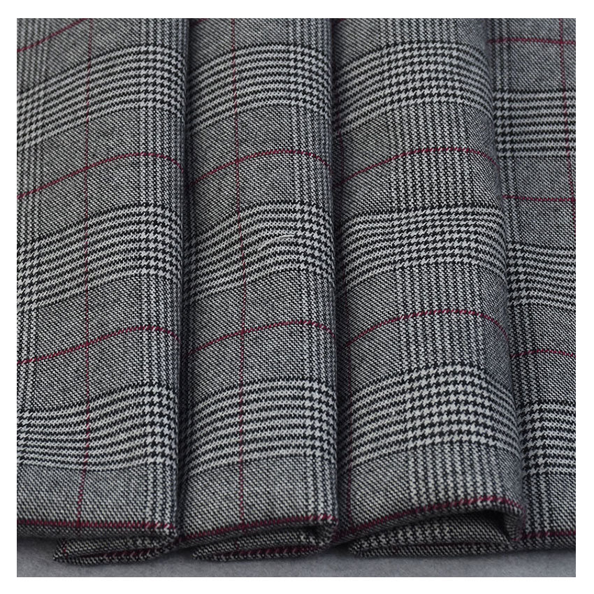 Polyester viscose yarn-dyed elastic Plaid sanding 64% P 34% R 2% SP 230GSM sanding Plaid