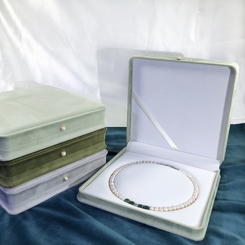 Tight waist pearl jewelry box soft velvet cloth pearl buckle large necklace box mother chain gift jewelry box in stock