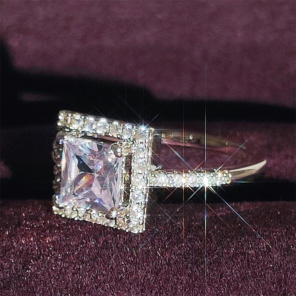 Picture of Chinese Valentine's Day Square Hip-Hop Super Flash Zircon Ring Classic Wedding Ring Gift Jewelry Wholesale R6415