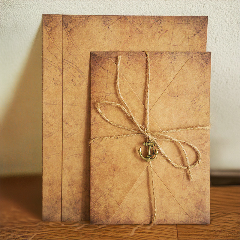Picture of A5 Handwritten Love Letter Printable LOGO Advanced Sense Metal Kraft Paper Retro Envelope Letterhead suit Confession Letterhead