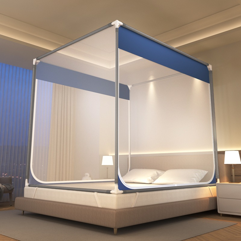 Picture of Class A Mosquito Net Household Bedroom Three-door New Bracket Tattoo Children's Anti-fall Anti-drop Bed Fully Surrounded Bottomless 1.8