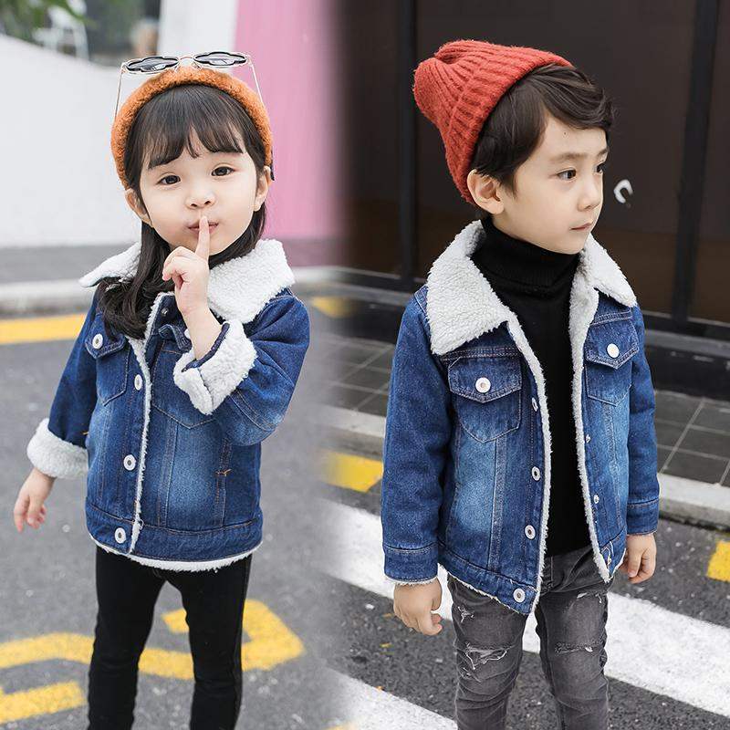 Picture of Children's clothing for boys and girls plus velvet coat winter New obvious decorative cardigan coat warm fashion top fashion