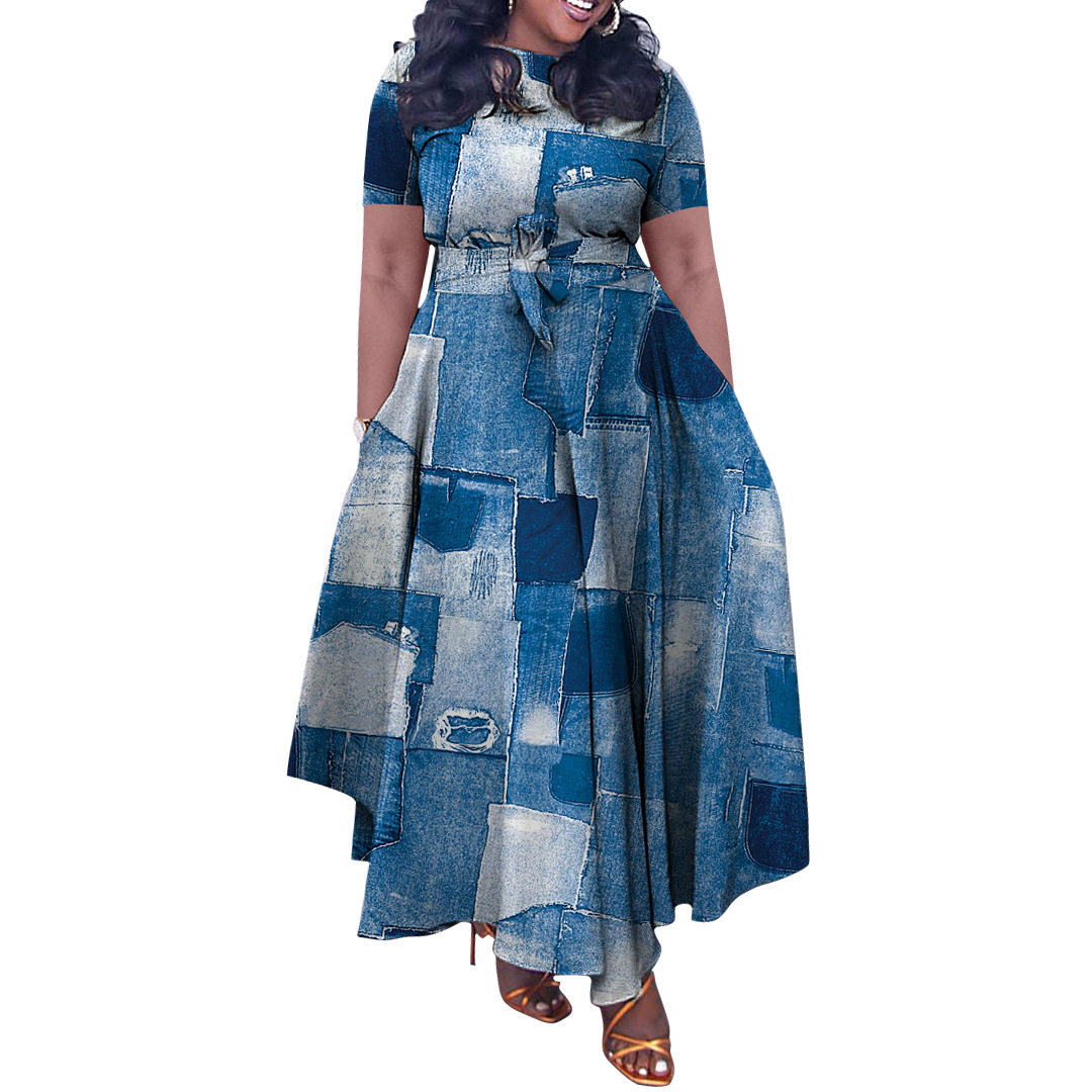 Picture of N7965 cross-border women's clothing 2024 spring and summer new fashion temperament lace African plus size dress foreign trade dress