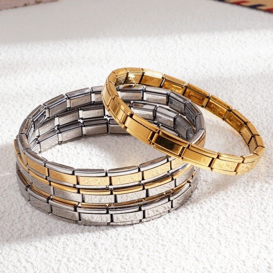 Aliexpress Hot Sale Women's 7mm Italian Module Bracelet Stretch Mix and Match Fashion Stainless Steel DIY Youth Accessories