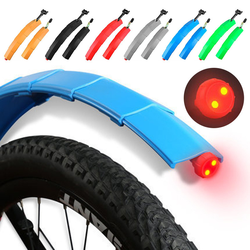 Factory wholesale bicycle Fender telescopic adjustable long and short mud shield with tail light creative rain shield