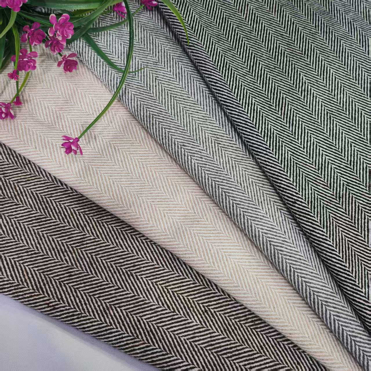 Shaoxing Factory in stock Autumn and Winter Wool Herringline Tweed Suit Fashion Shoes and Hats Luggage Herringline Woolen Tweed Cloth