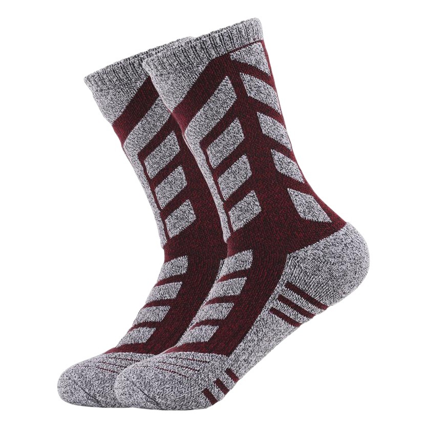 Two Wolf Men's Mid-Calf Sports Cotton Socks Thickened Towel Bottom Outdoor Running Cotton Breathable Sweat-Absorbent Deodorant Socks