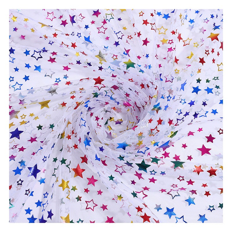 Colorful five-pointed star mesh fabric colorful gilding star Halloween stage costume performance clothing DIY children's soft yarn
