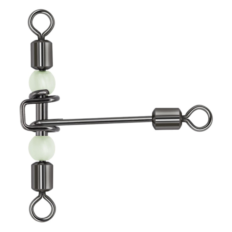 Fishing Belt Fluorescent Boat Fishing Connection Swivel Eight-Shaped Ring Three-Pronged Ring Connector Eight-Shaped Ring T-Shaped Luminous Bead Splitter