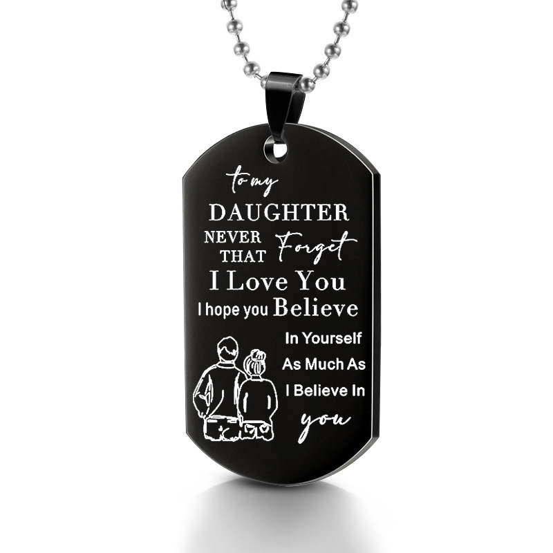 Picture of European and American jewelry stainless steel keychain necklace TO MY DAUGHTER as a gift from father TO DAUGHTER