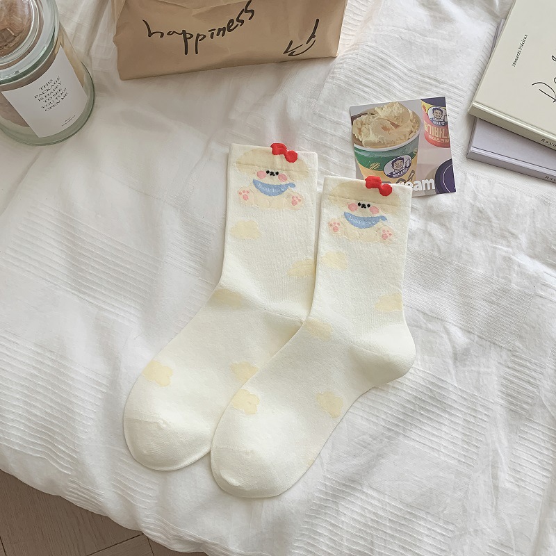 Picture of Yuanrunjia Korean style mid-calf socks cute Japanese cotton socks for women ins trendy all-match cartoon couple high-looking socks