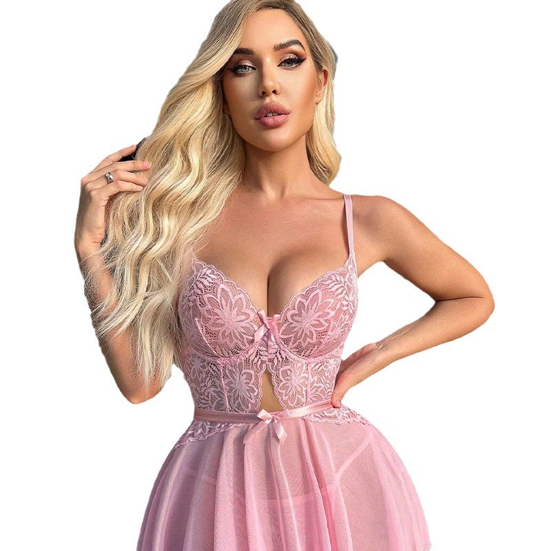 Picture of AliExpress European and American Perspective Sexy Underwear Cross-border Foreign Trade Mesh Lace Temptation Pajamas Home Suit Women's Spot