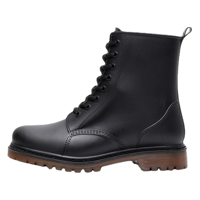 Korean Couple Short Lace-up Rain Shoes Fashion Martin New Rain Boots Sunny and Rainy Two-Wear Shoes Motorcycle Water Boots Rubber Shoes