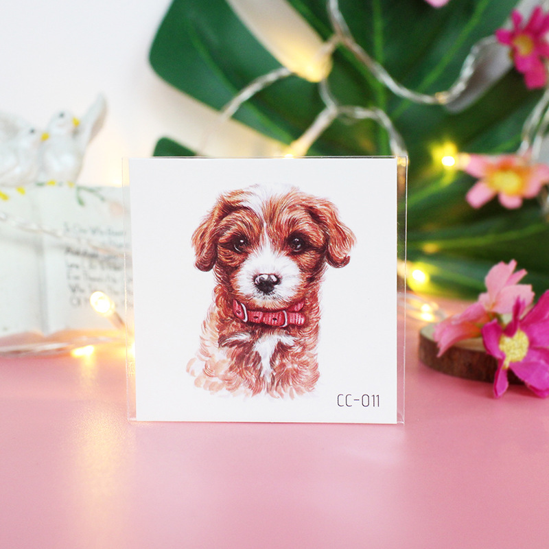 Picture of Cat and Dog Tattoo Stickers Waterproof Girls/Kidsren Cute Little Stickers Cartoon Animal Pet Tattoo Stickers