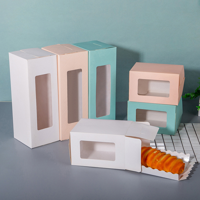 Open window transparent cake roll packaging box tiramisu baking packaging box rectangular mousse cake box wholesale