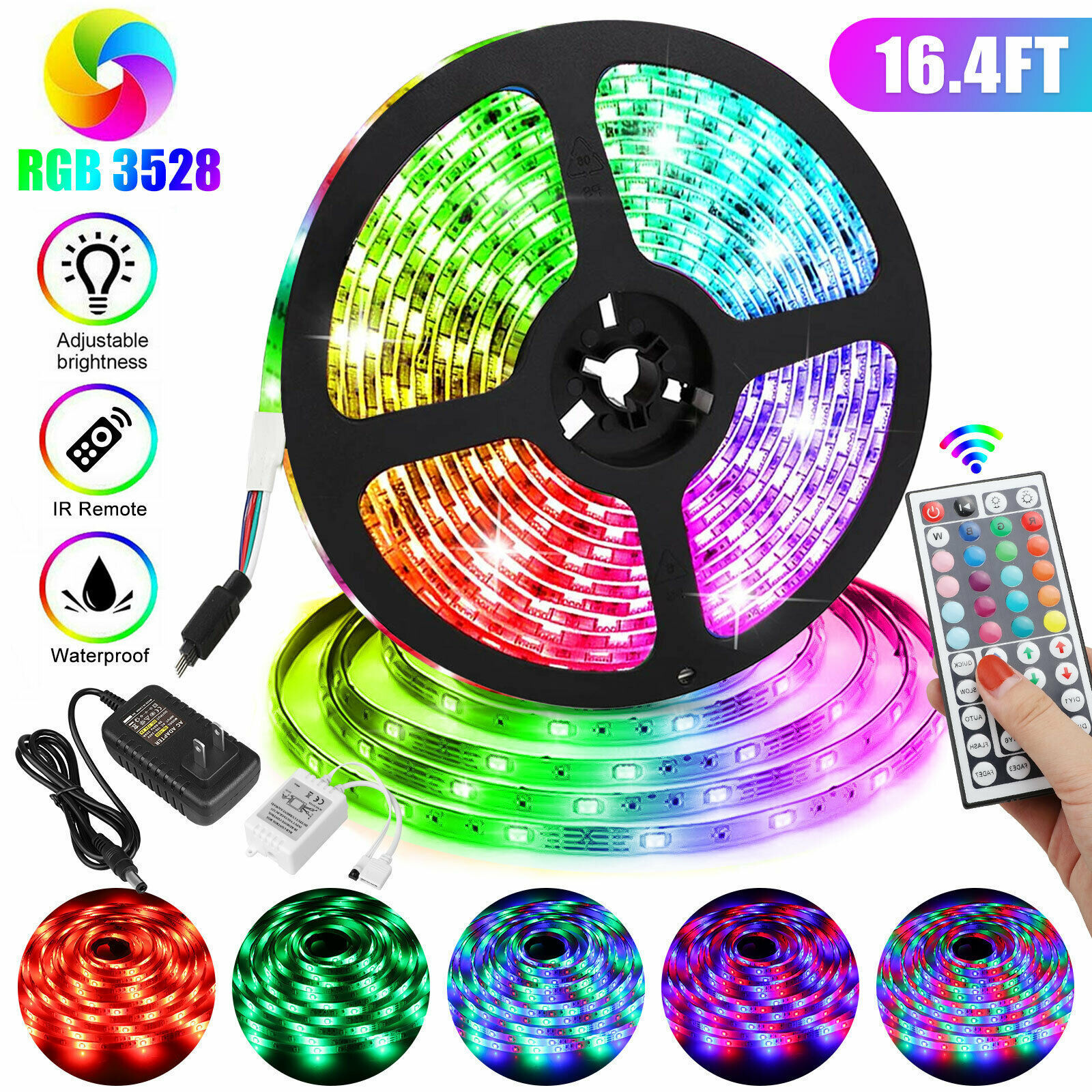 Cross-border Explosions LED Strip 12 V2835RGB suit 24 Key 44 Key Remote Control Glue Dropping Waterproof Outdoor 5 m Light Strip