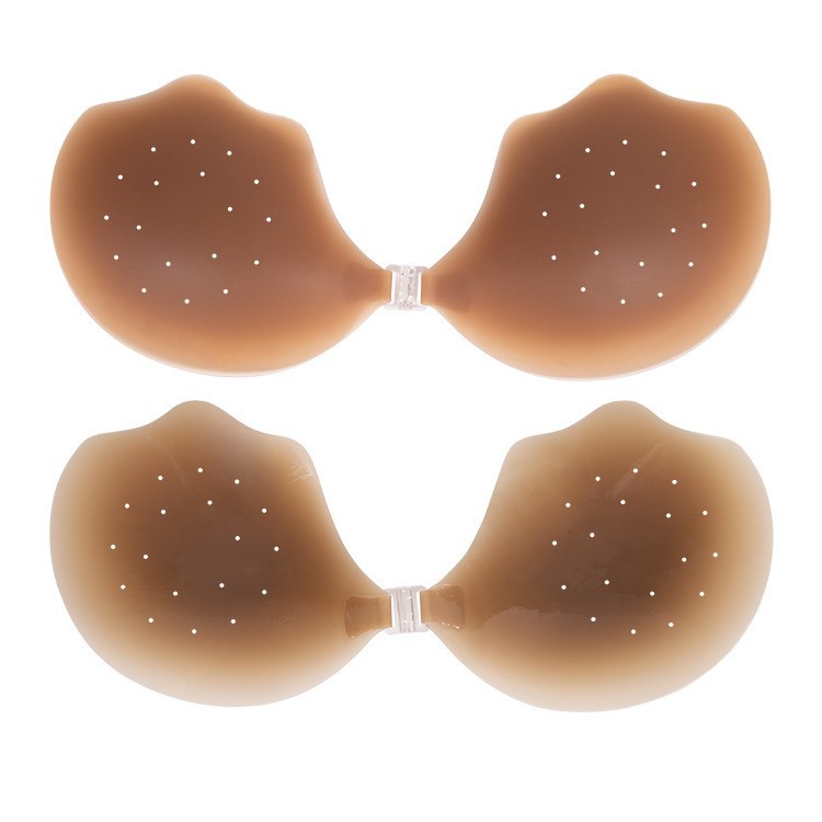 Picture of Cross-border light and comfortable silicone bra pure silicone chest patch solid strapless breathable hole breast patch wholesale