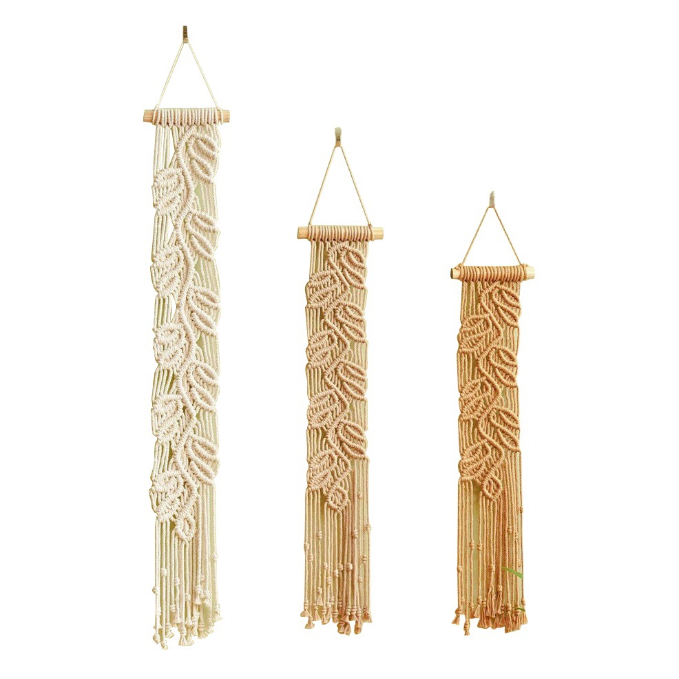 New Ins Style Cotton Rope Handmade Woven Leaves Tapestry Bohemian Hanging Ornaments Cross Border Home Decoration Wall Hanging