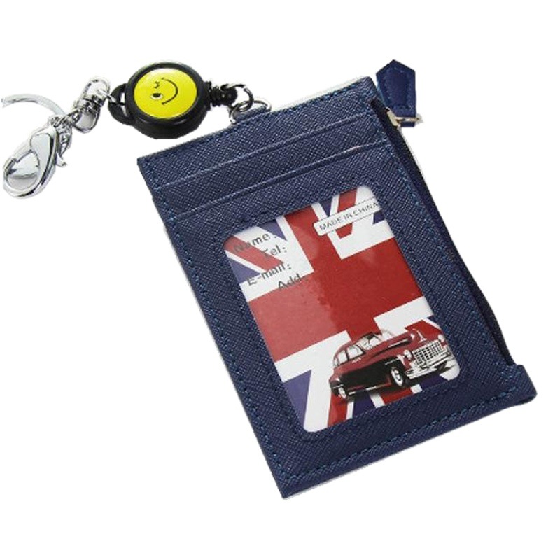 Creative Leather Card Holder with Multiple Card Slots for Men and Women, Card Holder, Retractable Zipper Coin Purse with Keychain