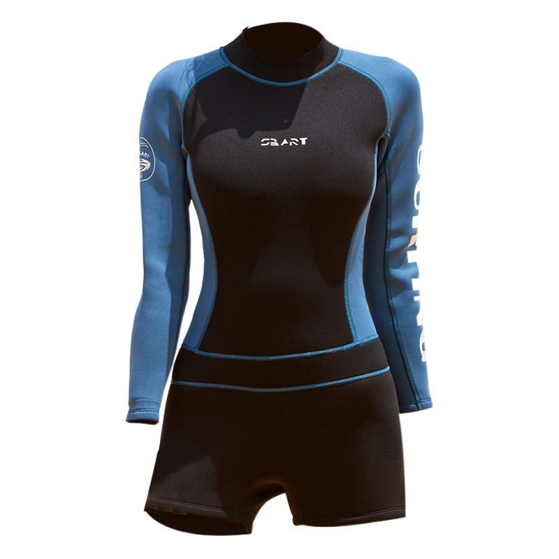2MM diving suit women's one-piece boxer surfing wet suit long sleeve sun protection swimsuit snorkeling vacation cold-proof swimsuit