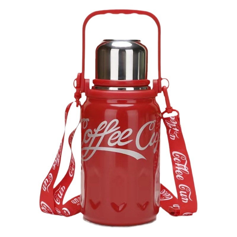 Coca-Cola same large capacity 316 stainless steel insulated cup outdoor portable 2023 new strap kettle