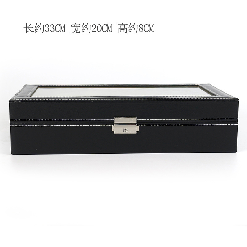 Picture of 6 watches plus 3 glasses case black PU leather glasses storage box wooden watch box spot wholesale
