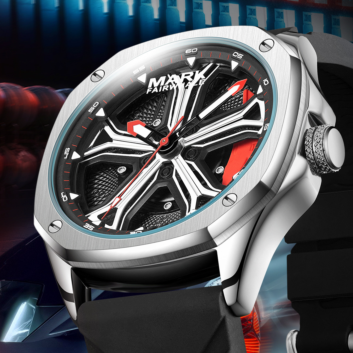 Mark Waffee Mark Fairwhale Brand Fashion Personality Wheel Caliper Explosion Waterproof Luminous Quartz Watch