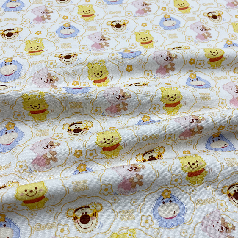 Winnie the Pooh All-Cotton Canvas 1.5m Width 1.0m Price Bag Jacket Vest Handmade DIY Fabric
