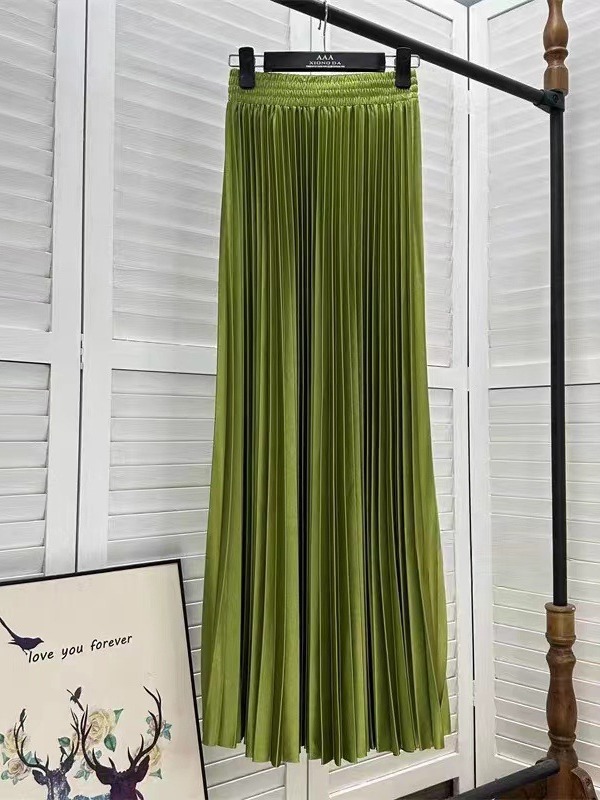 2025 High Waist Pleated Skirt Skirt Women's Draped Sense Loose Waist All-match Slimming High-grade Elegant Solid Color Long Skirt