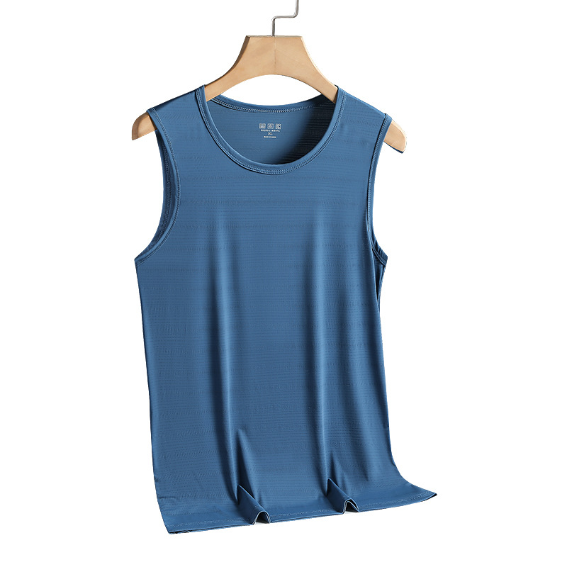 Picture of Summer Ultra-thin Breathable Sports Quick-drying Top Running Fitness Sleeveless T-shirt Ice Silk Elastic plus size Men's Vest