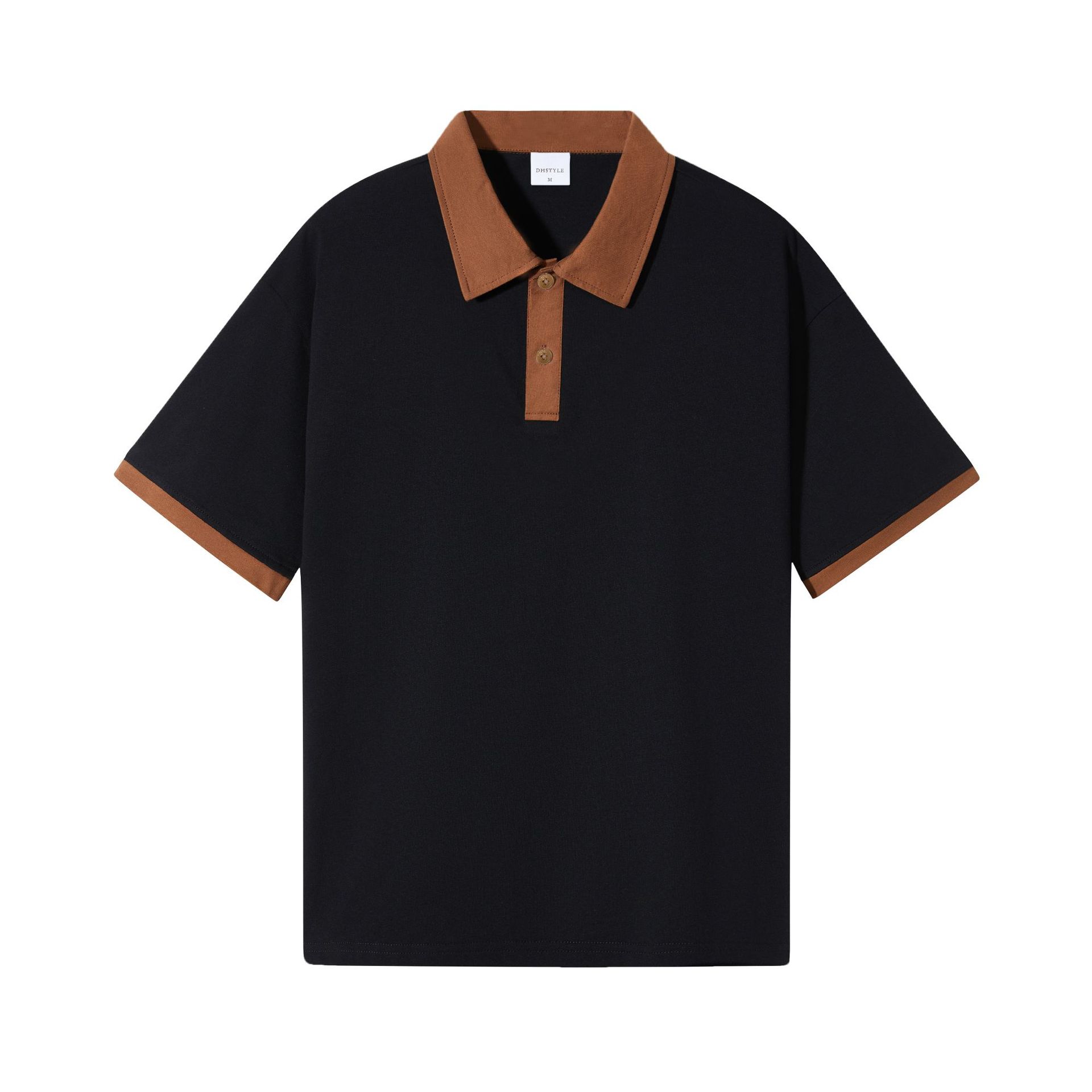 Picture of Summer new contrast Hong Kong style men's polo shirt short sleeve 230g heavy cotton commuter Joker lapel T-shirt Women