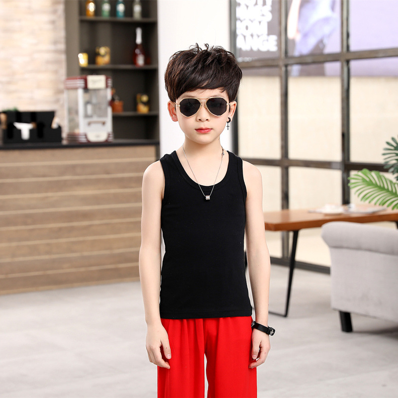 Picture of Children's Cotton Boys' I-shaped hurdle girls' small camisole children's underwear summer girls' bottoming shirt