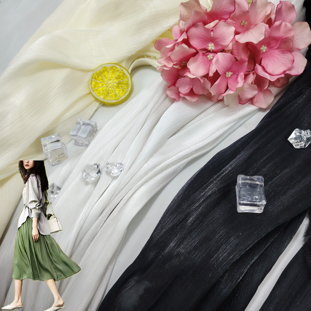 20D monofilament island wrinkle-like silky drape silky glossy streamer Chinese clothing half-body dress fabric