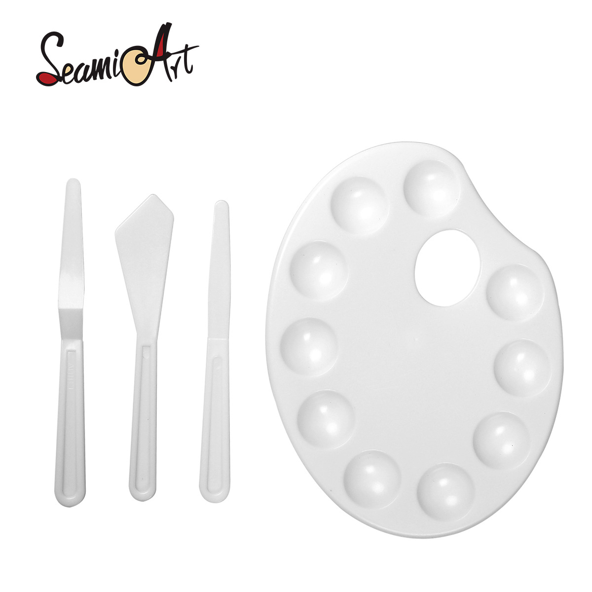 1+3 plastic palette can be hand-held with plastic scraper art tools sketch painting stationery pigment plate
