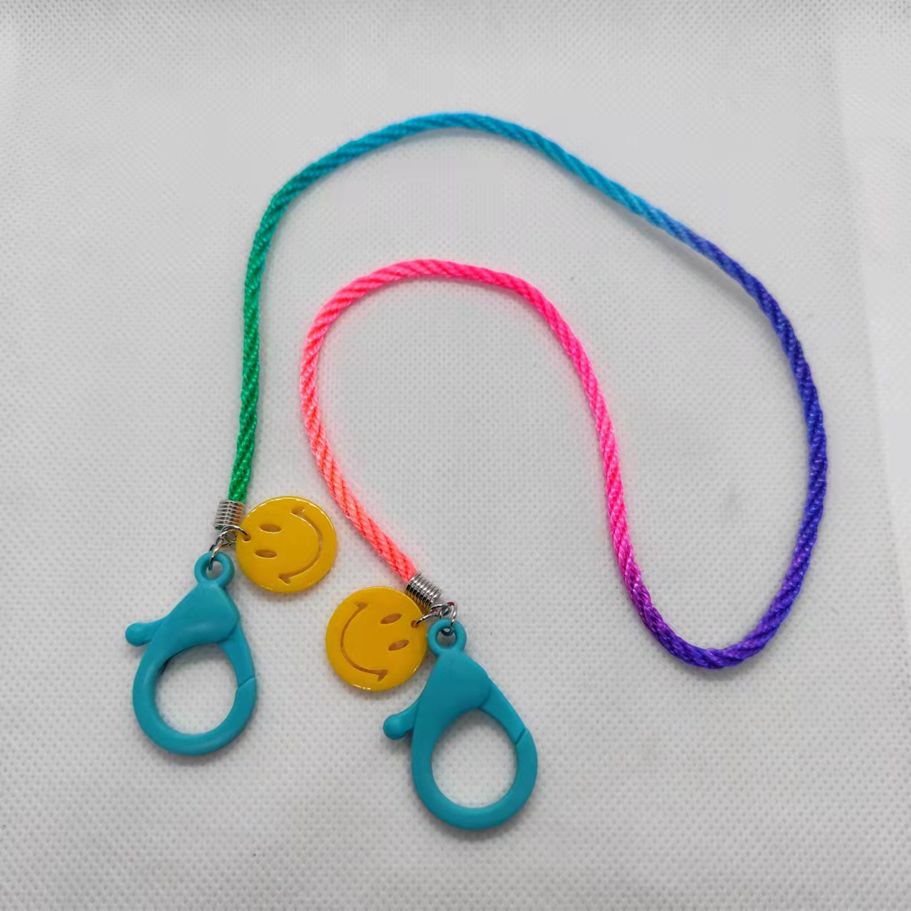 Picture of Korean style children's cartoon candy color acrylic smiley face gradient lanyard mask chain glasses chain mask with hanging chain