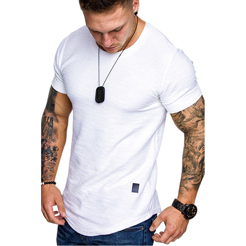 New summer men's casual fashion solid T-shirt T-shirt casual sports short sleeve t-shirt