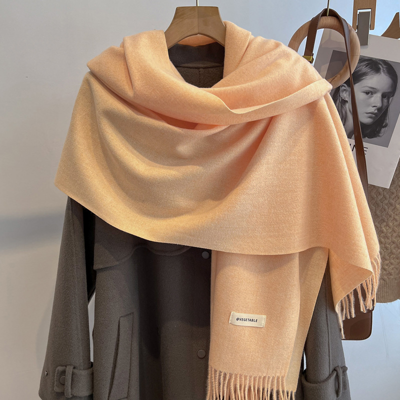 Picture of Blue Imitation Cashmere Scarf for Women 2025 New Winter K-Style Thickeneded Light Blue Scarf Versatile Dual-Use Shawl