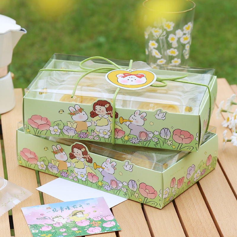 Baking 8 Green Bean Cake Packing Box Room Temperature Cake Bread Dessert Afternoon Tea Picnic Packing Box Gift Box
