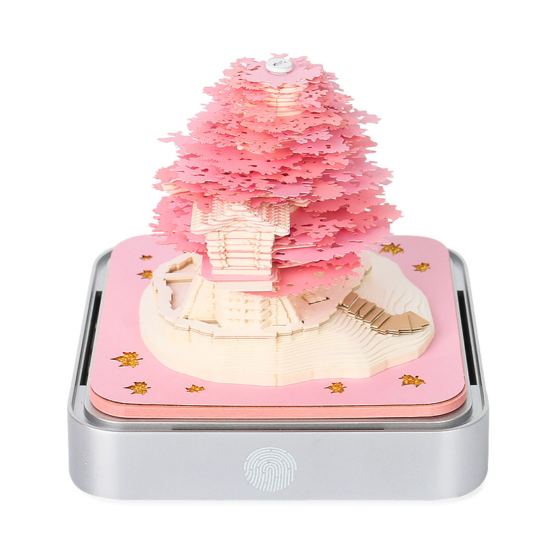 Picture of Cross-Border Christmas Gift Tree House Paper Carving Calendar Desktop Ornament Business Meeting Cultural and Creative Souvenir 3D Stereo Sticky Notes