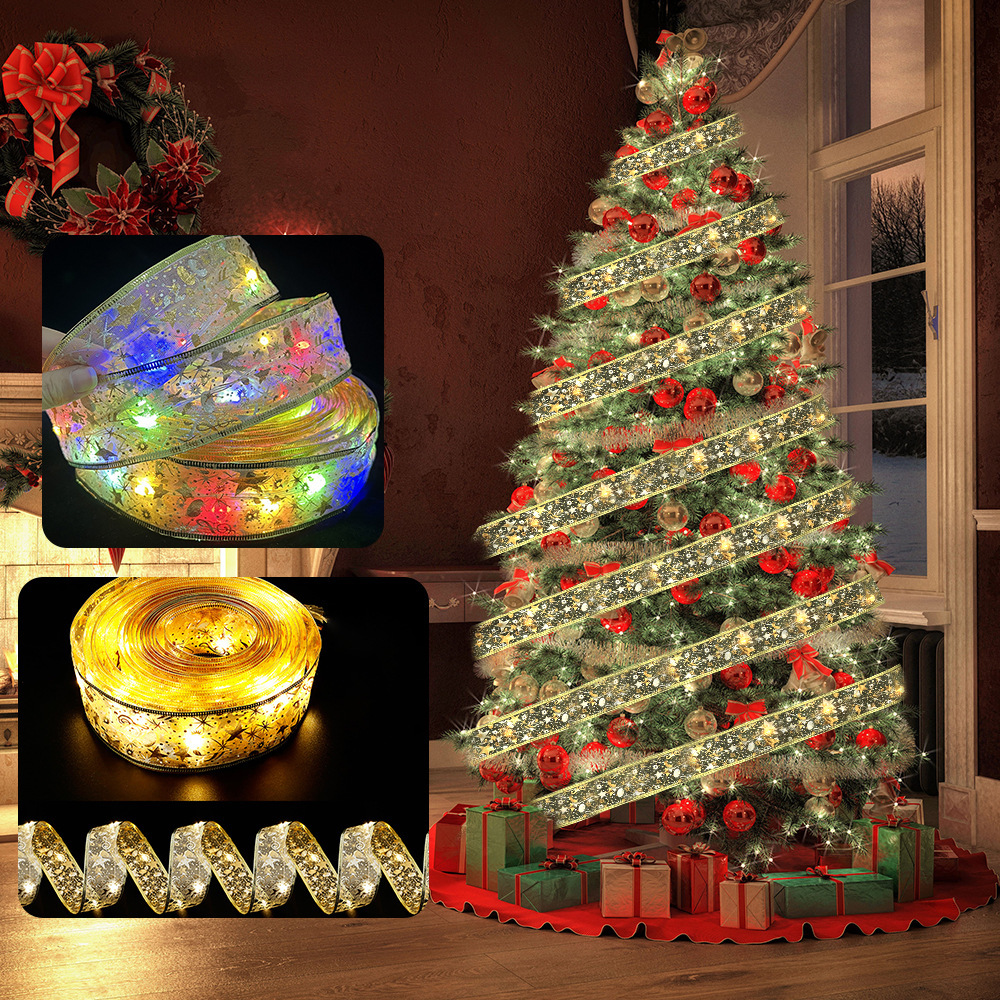 Christmas Ribbon Light String Led Light Hanging Decoration Christmas Decoration Christmas Tree Decoration Ribbon DIY Accessories Pendant