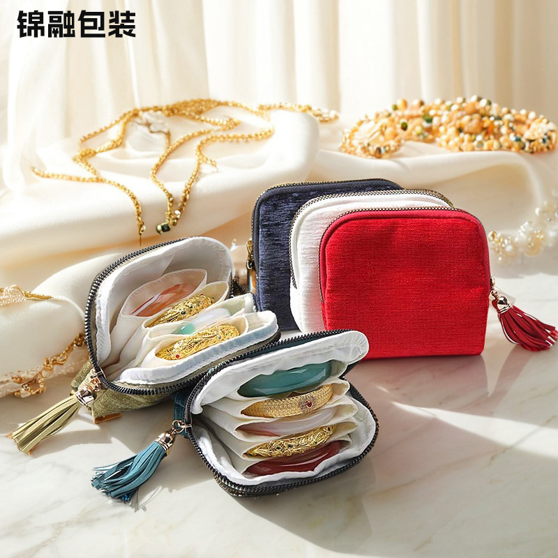 Exquisite Jewelry Storage Bag Tassel Zipper Jewelry Bag Ring Pendant Bracelet Jewelry Bag Portable Jewelry Storage Bag