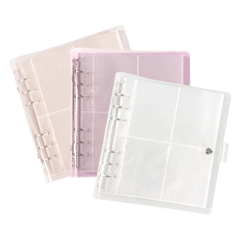 Small wholesale simple standard 3 inch 5 inch transparent glitter photo album 6 hole loose-leaf pocket pvc small card book