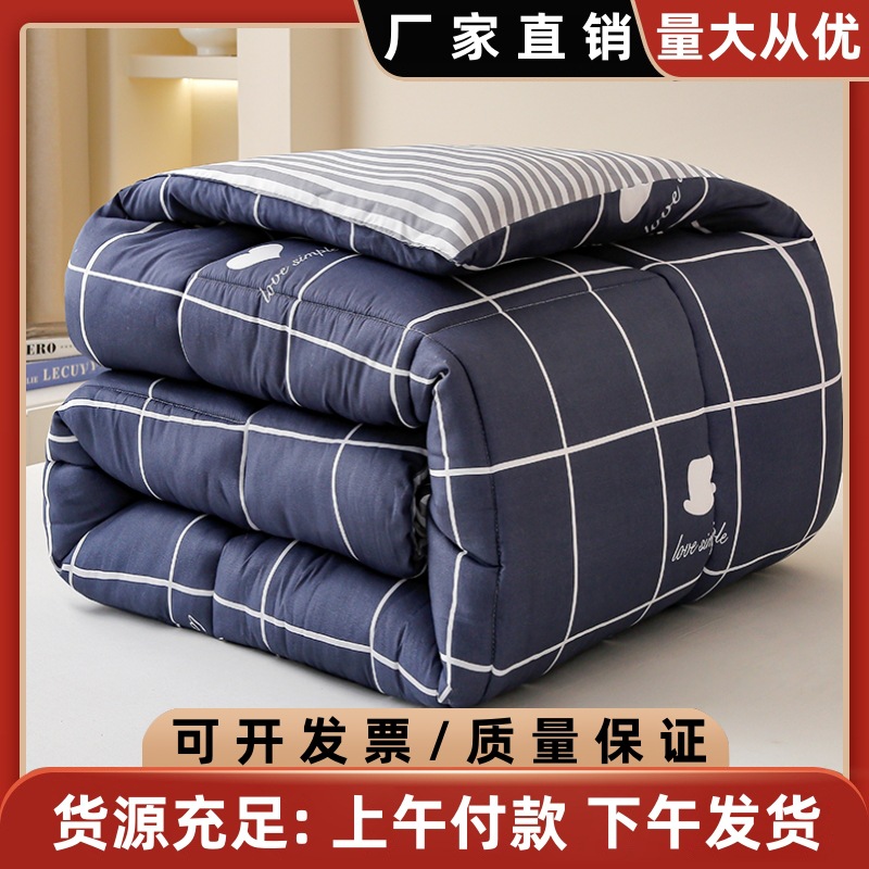 Factory wholesale thick warm winter quilt single student dormitory quilt double core bedding four seasons feather silk quilt