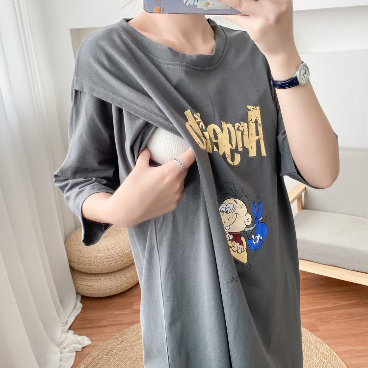 Picture of 8514 Breastfeeding Clothes Going Out Top Fashionable Summer Loose Short-sleeved T-shirt Hot Mom Women's Fashion Mom Breastfeeding Clothes