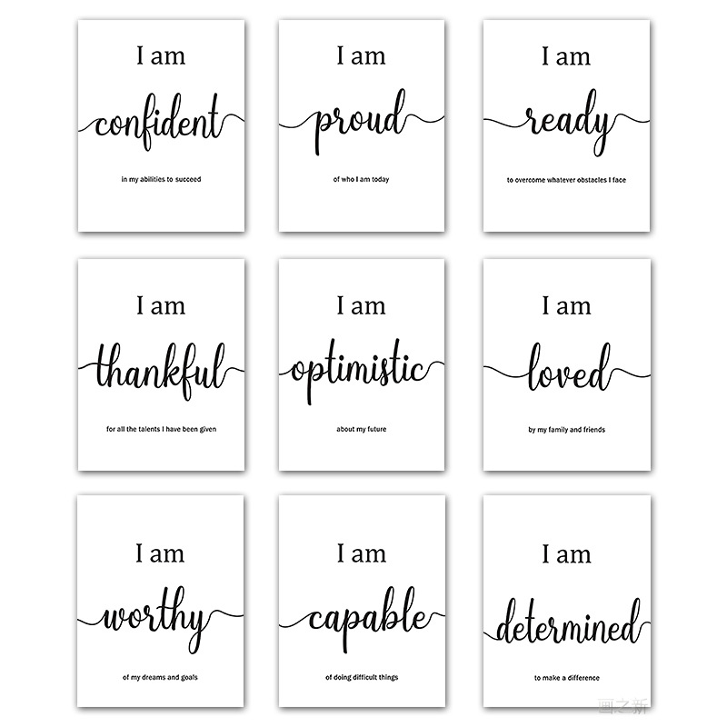 Picture of Amazon Black and White English Inspirational Poster Waterproof and Tear-Resistant Bedroom Hanging Painting Et Coated Office Decorative Painting