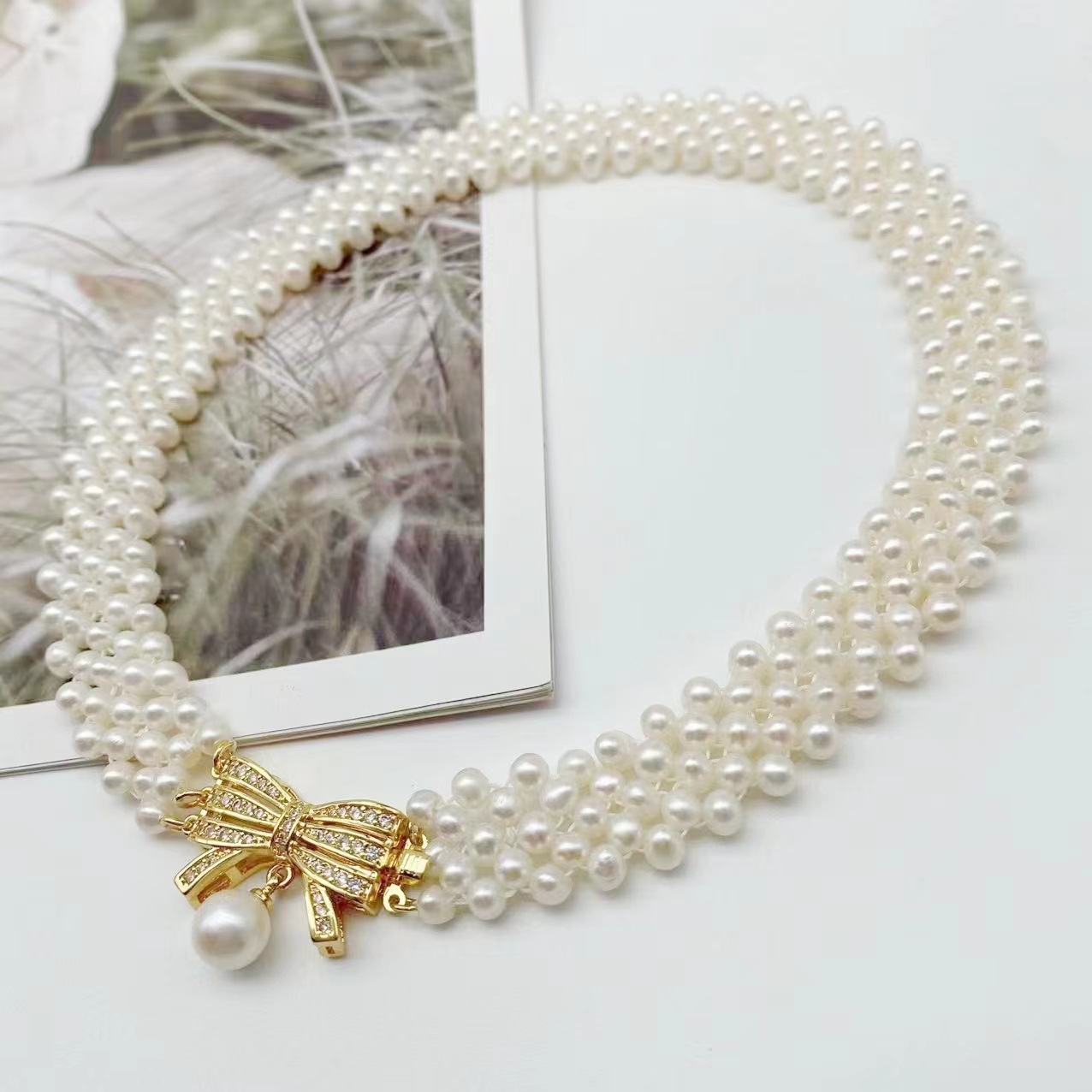 Natural Freshwater Baroque Pearl Handmade Small Rice Beads Necklace Chain Loose Beads Straight Hole Light Luxury Niche Style