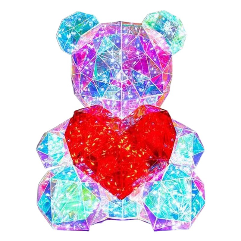 New Colorful Luminous Bear, Chinese Valentine's Day Birthday Gift for Girls, High-End Creative Mother's Day Gift