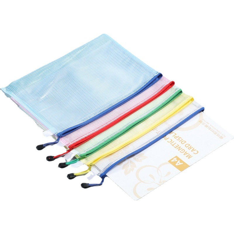 Pvc Mesh Bag File Zipper Bag Pencil Case Storage Bag Mesh File Bag Document Bag Colorful Zipper Bag